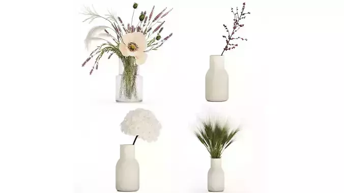 Bouquets Of Dried Flowers Lovanda Wheat Poppy hydrangea 560 3D model