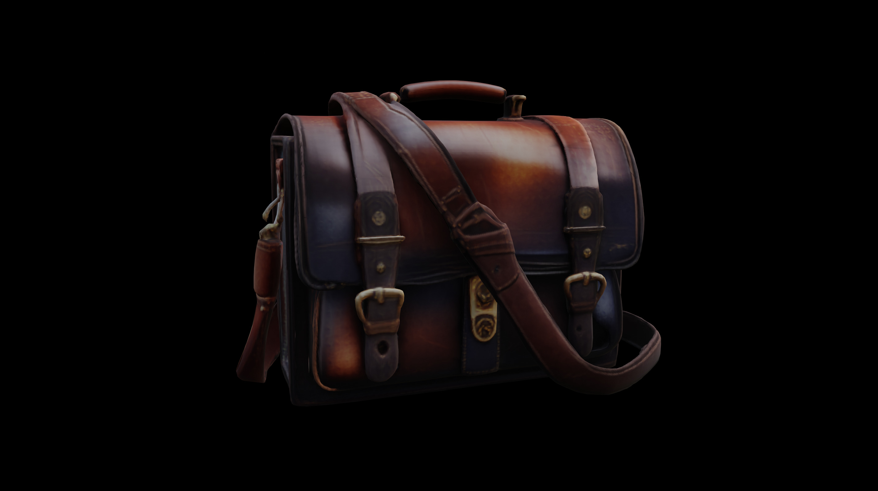 Vintage Leather Satchel with Buckle Detailing  3D Model 3D model_2