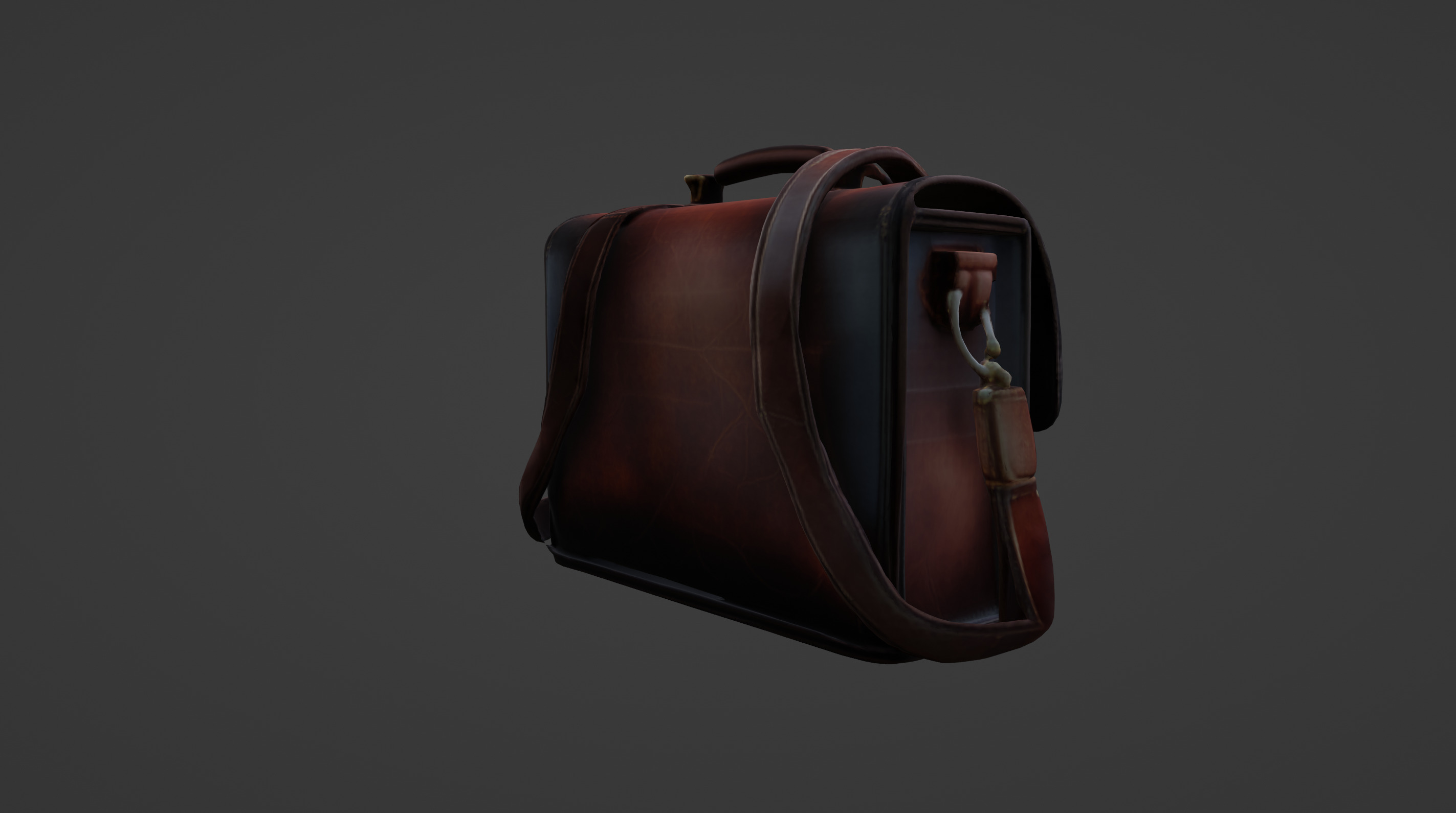 Vintage Leather Satchel with Buckle Detailing  3D Model 3D model_16
