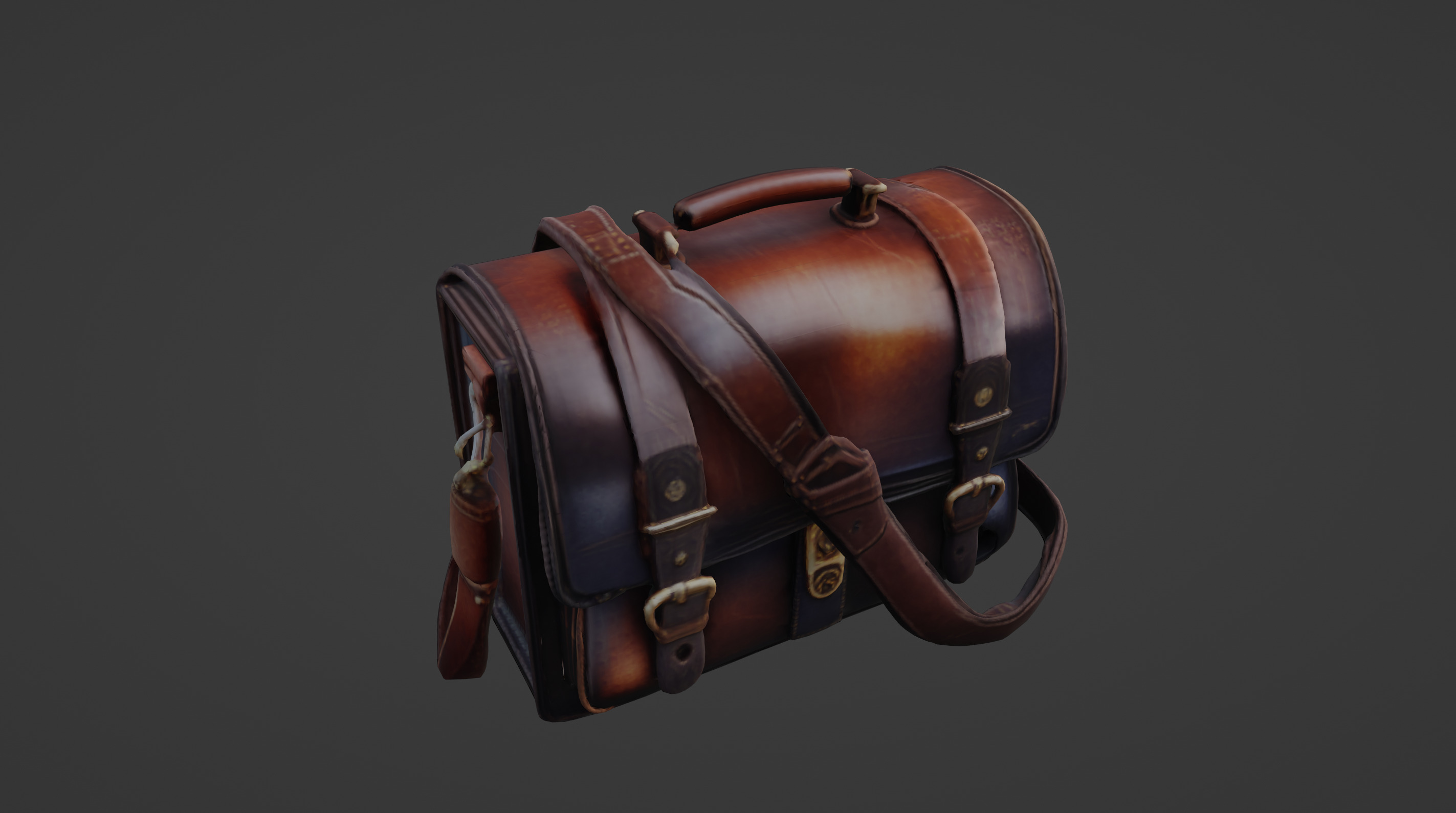Vintage Leather Satchel with Buckle Detailing  3D Model 3D model_19