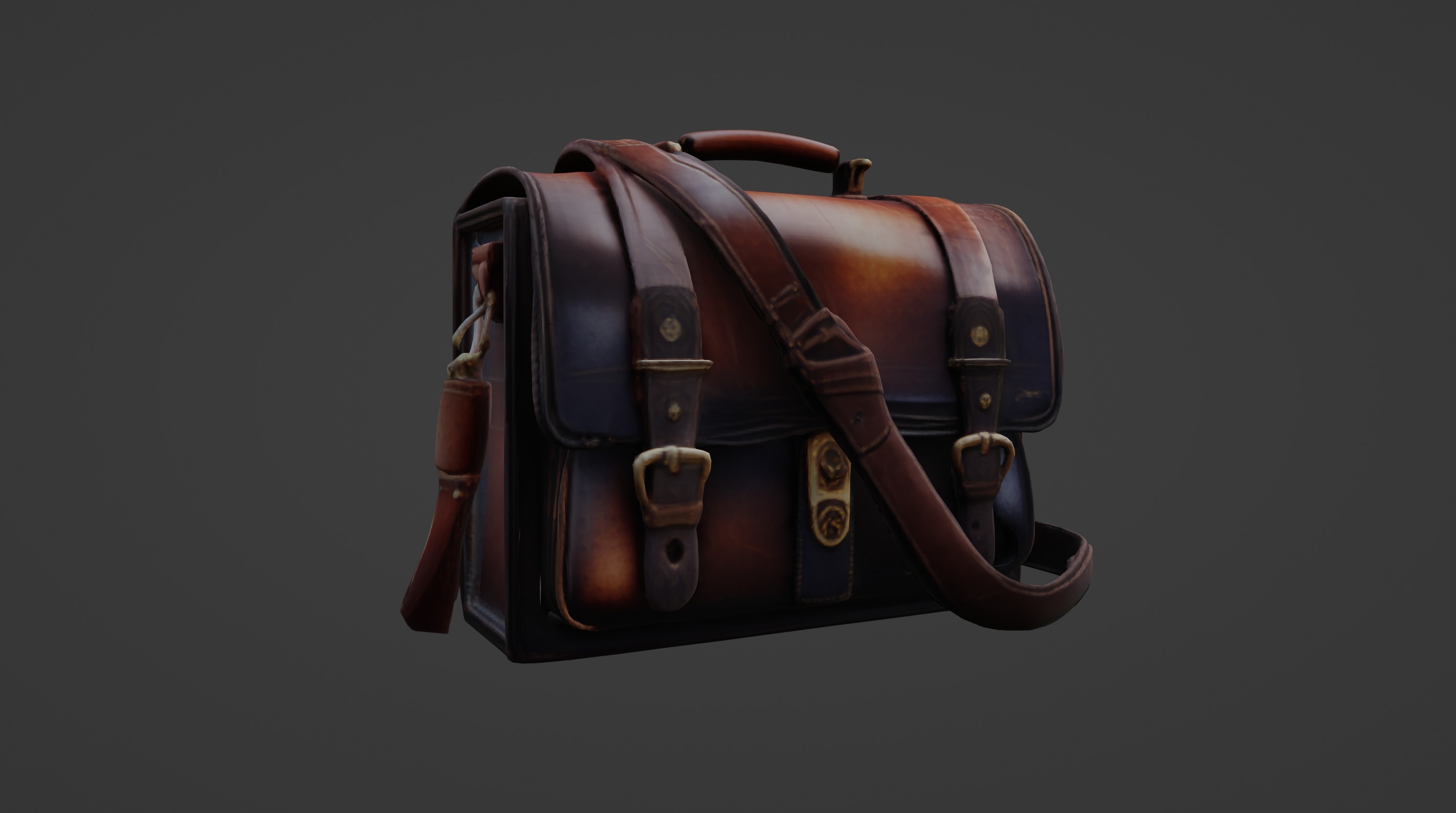 Vintage Leather Satchel with Buckle Detailing  3D Model 3D model_18