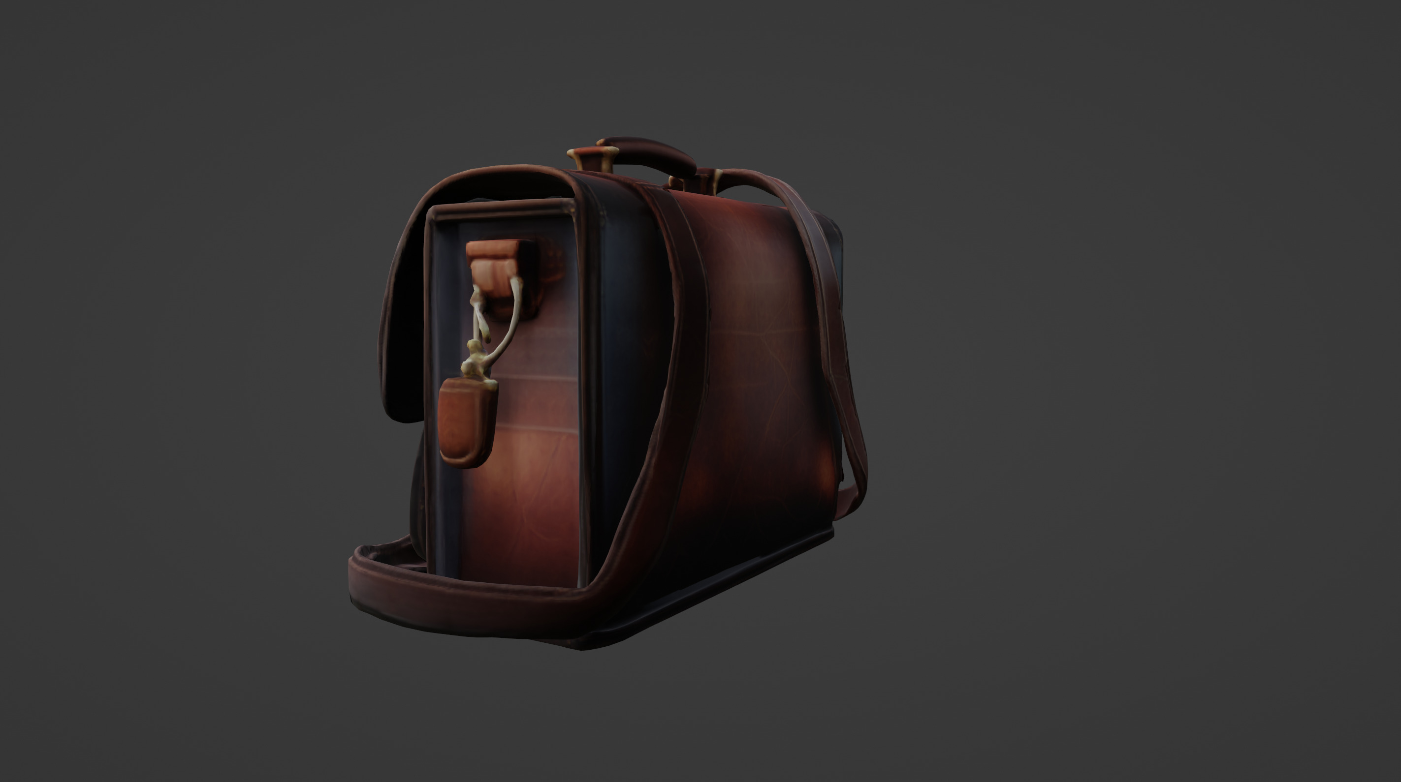 Vintage Leather Satchel with Buckle Detailing  3D Model 3D model_14