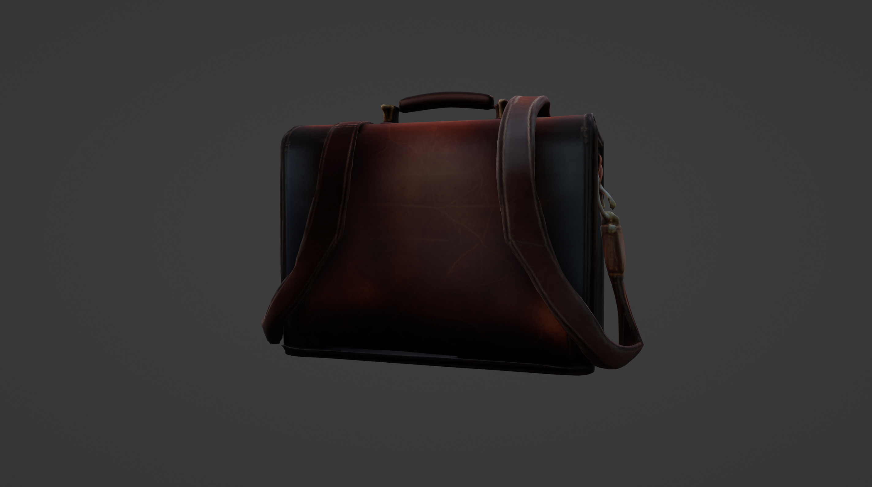 Vintage Leather Satchel with Buckle Detailing  3D Model 3D model_15