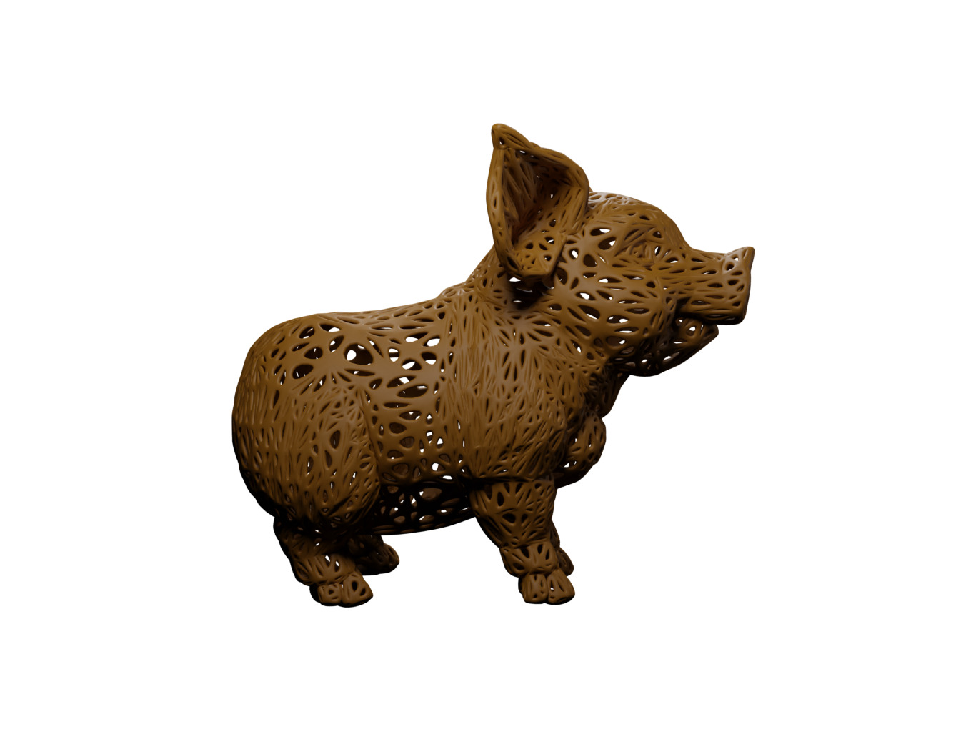 Pig Voronoi Style 3D print model_2
