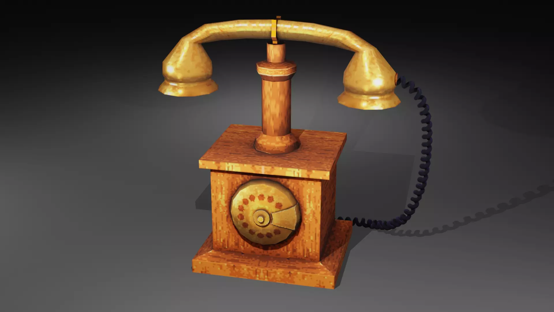 Vintage Telephone Low-poly 3D model Low-poly 3D model_0