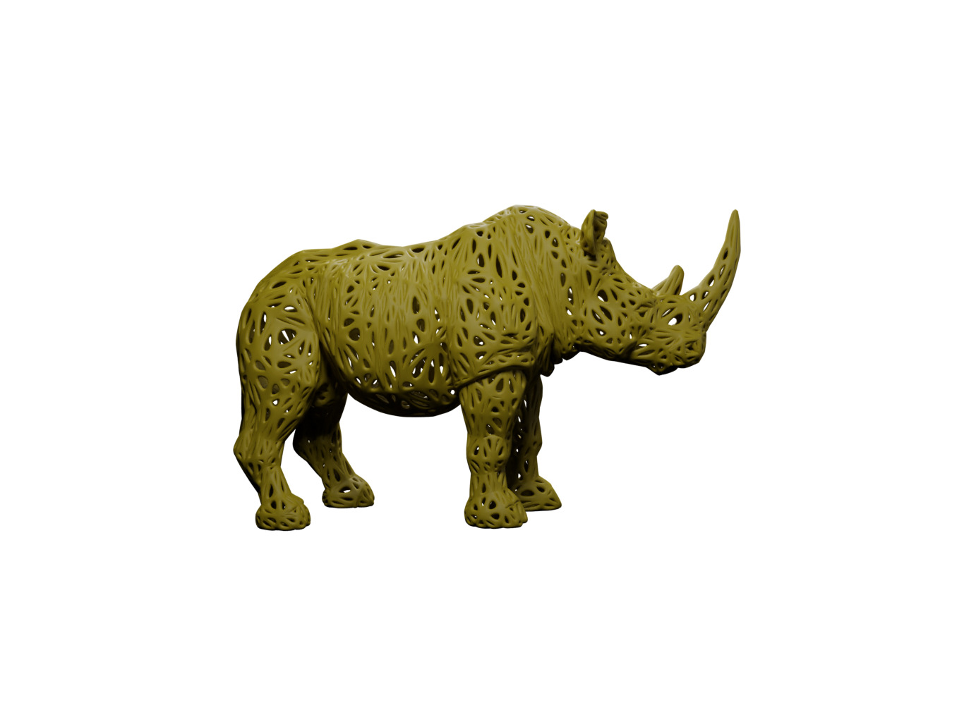 Rhinoceros Voronoi Style 3D print model_2
