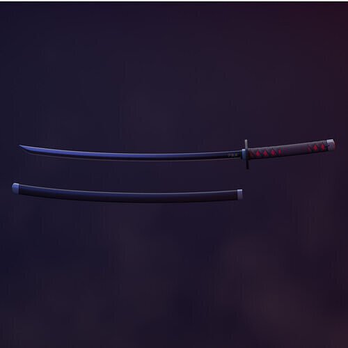 Stylized Nichirin Katana Sword - Game Ready 3D Model Low-poly 3D model