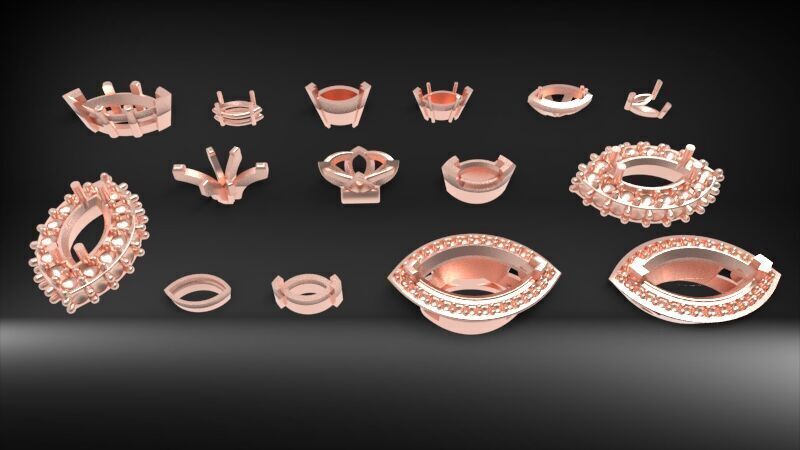 Various Marquise Heads  Findings Earrings nose rings styles 3D print model_19