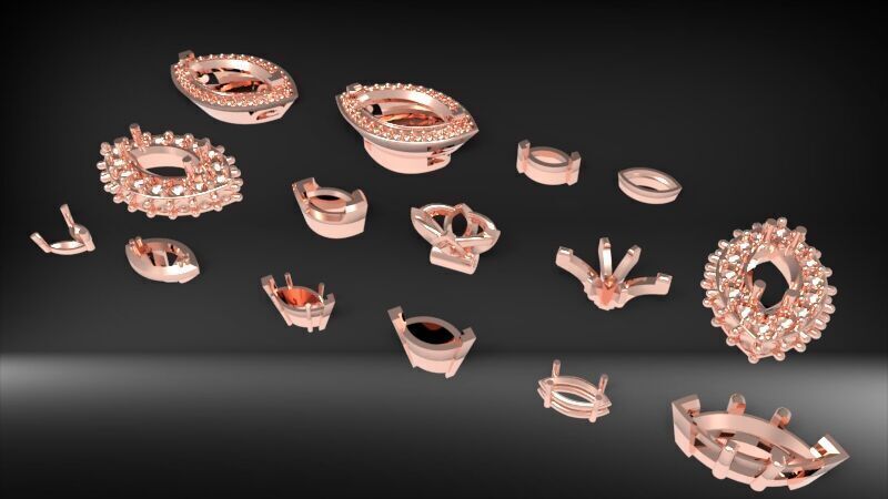 Various Marquise Heads  Findings Earrings nose rings styles 3D print model_2