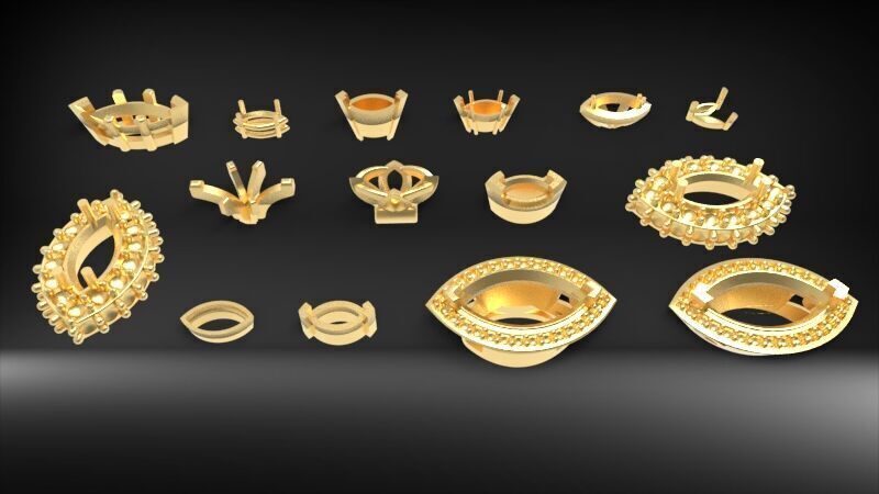Various Marquise Heads  Findings Earrings nose rings styles 3D print model_18