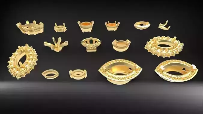 Various Marquise Heads  Findings Earrings nose rings styles 3D print model