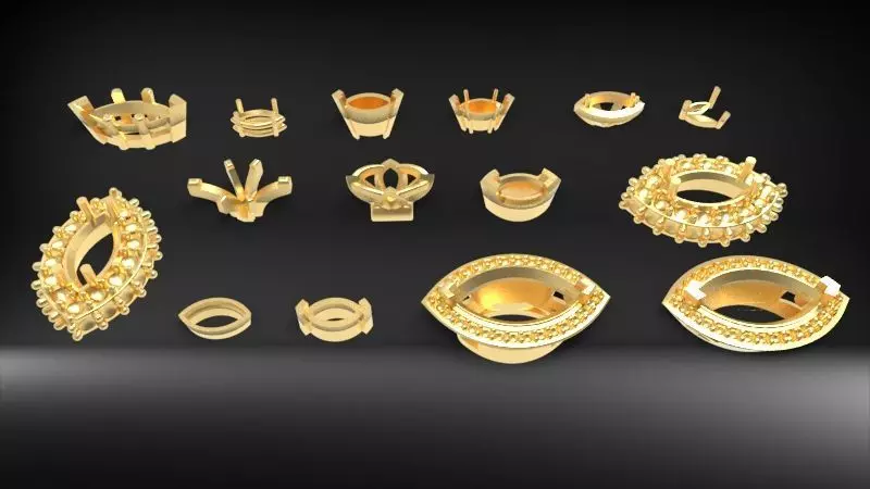 Various Marquise Heads  Findings Earrings nose rings styles 3D print model_0