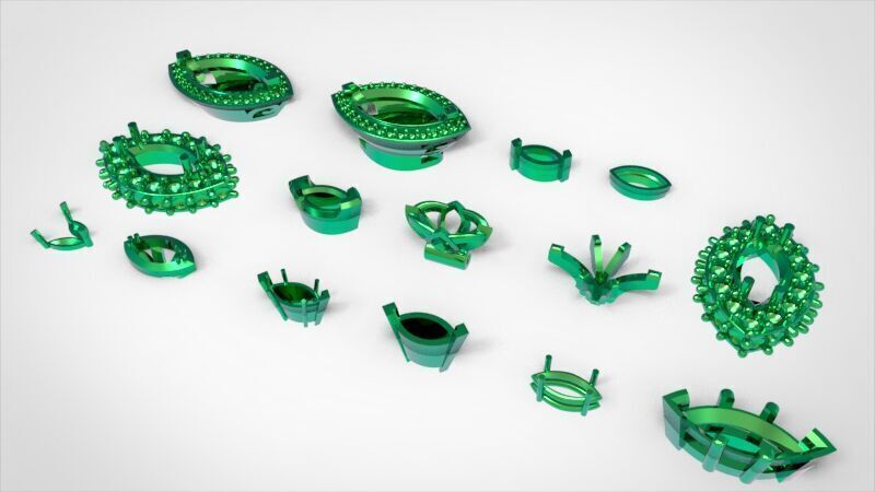 Various Marquise Heads  Findings Earrings nose rings styles 3D print model_8