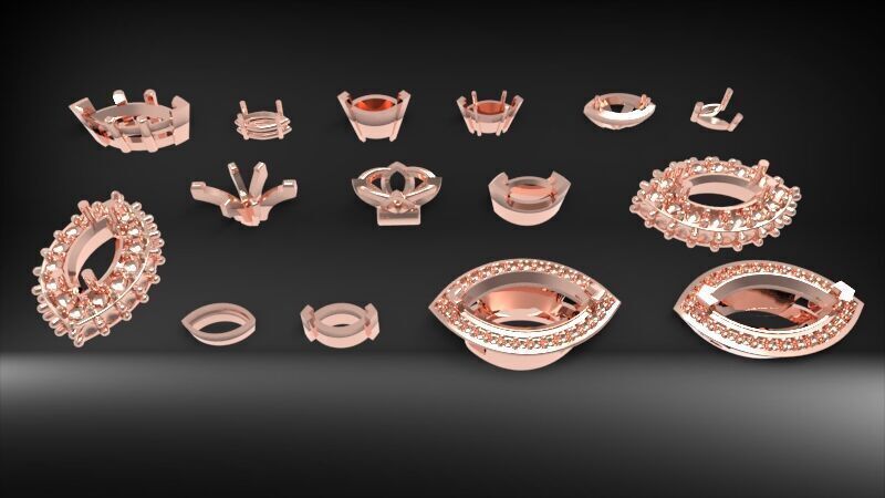 Various Marquise Heads  Findings Earrings nose rings styles 3D print model_16