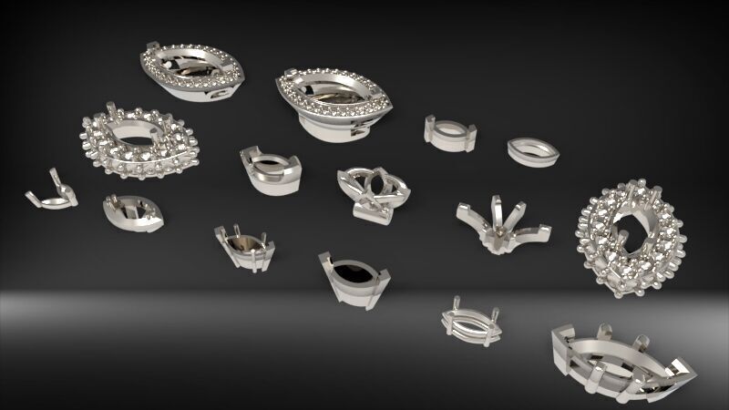 Various Marquise Heads  Findings Earrings nose rings styles 3D print model_6