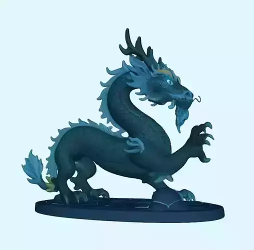 Azure Spiral Dragon Eastern Serpent Guardian 3D print model