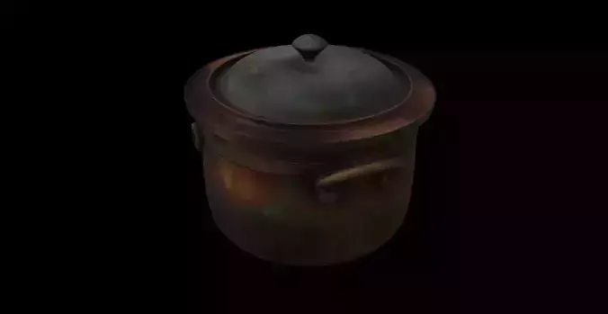 Rustic Iron Cooking Pot with Lid 3D model