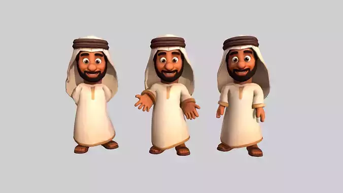 Stylized Arab Male Low-poly 3D model