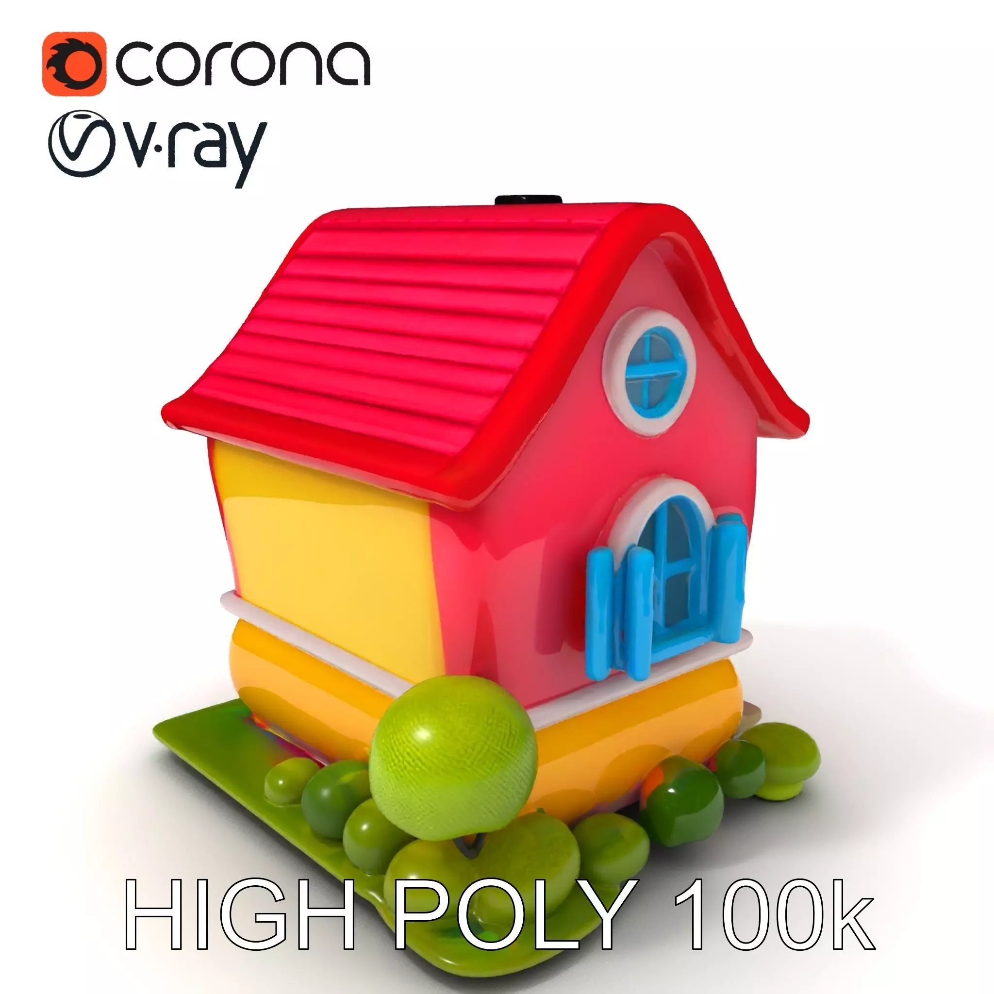 Cartoon House Model Pack with Vibrant Colors Low-poly 3D model