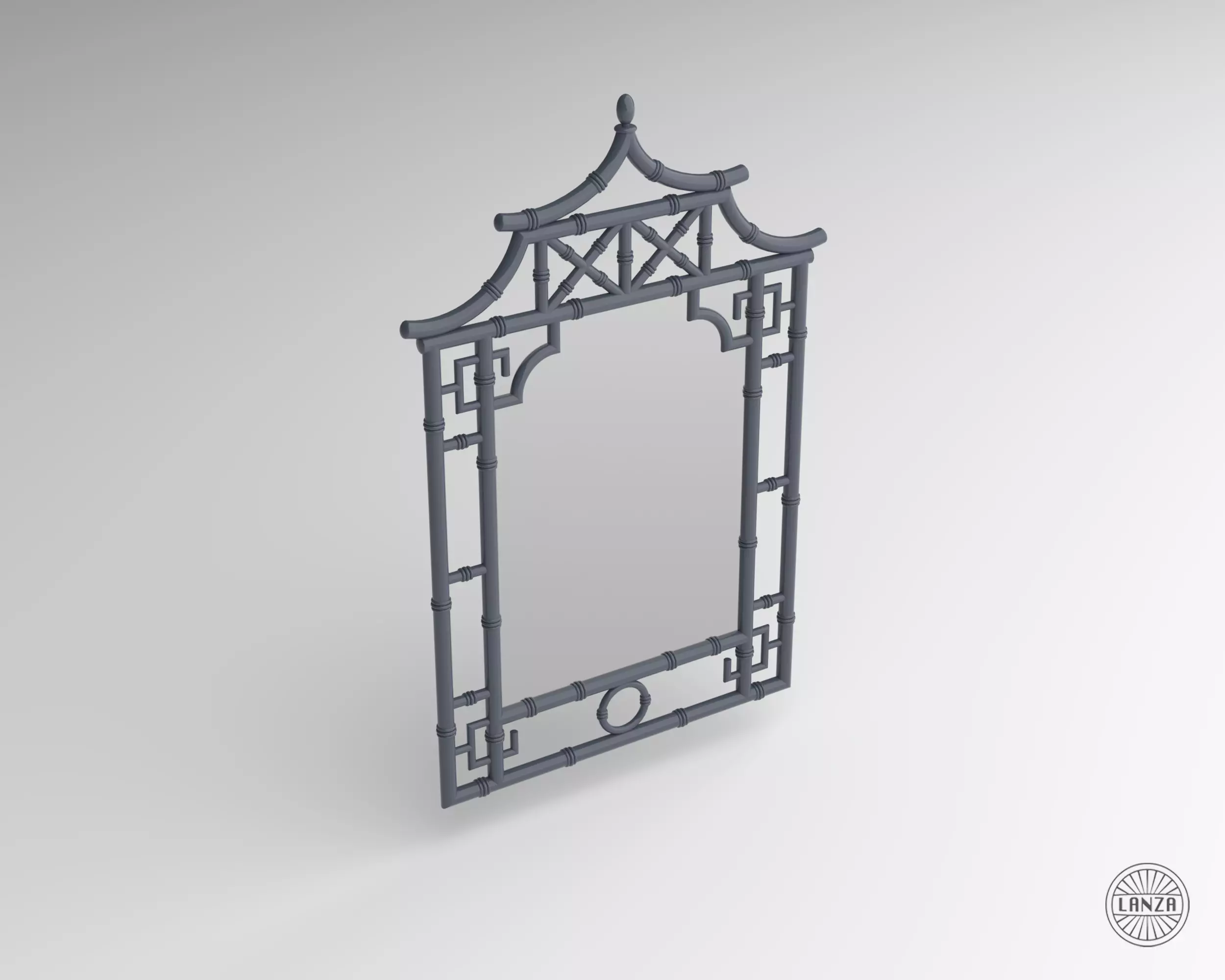 Faux Bamboo Mirror 3D model_0