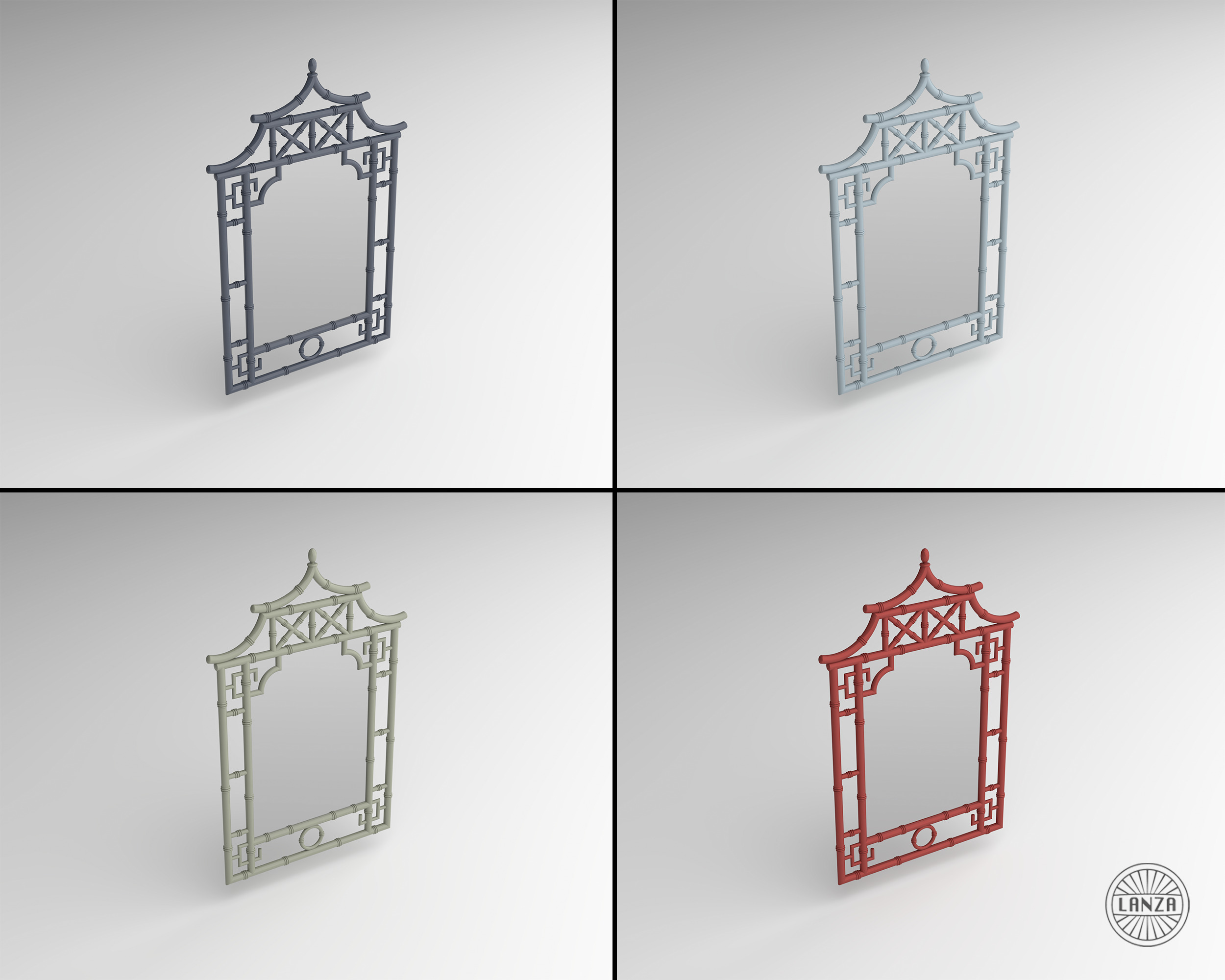 Faux Bamboo Mirror 3D model_1