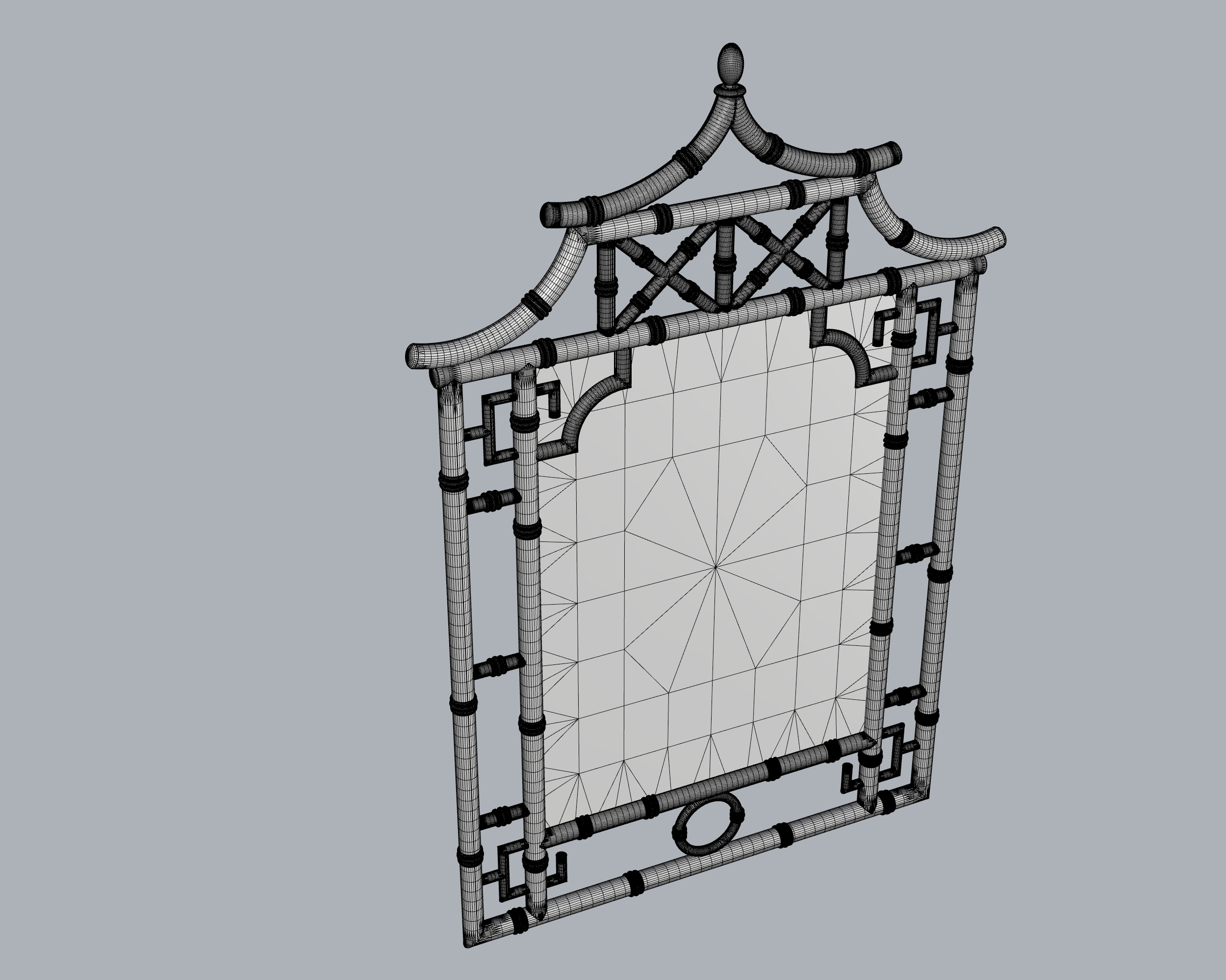 Faux Bamboo Mirror 3D model_3