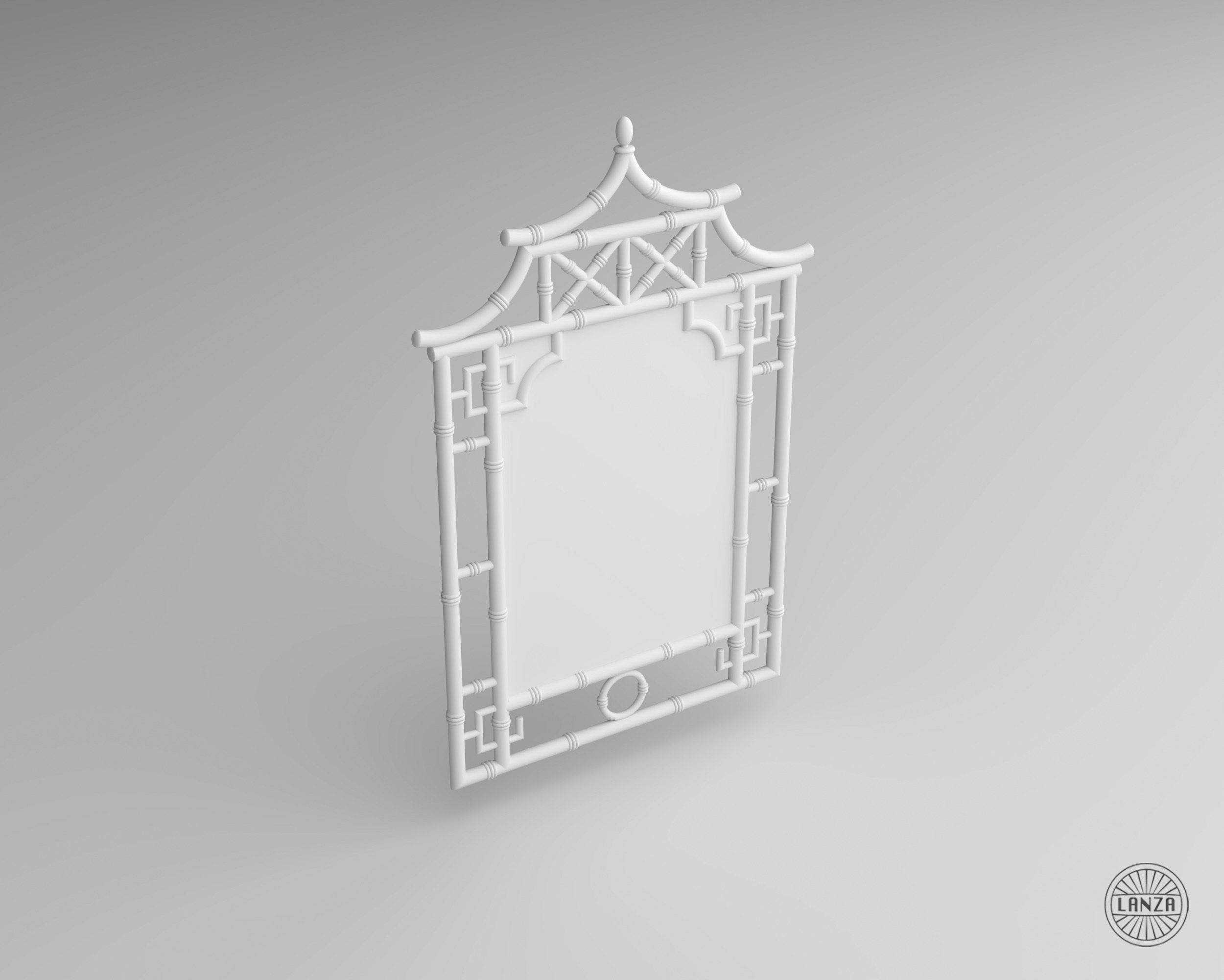 Faux Bamboo Mirror 3D model_2