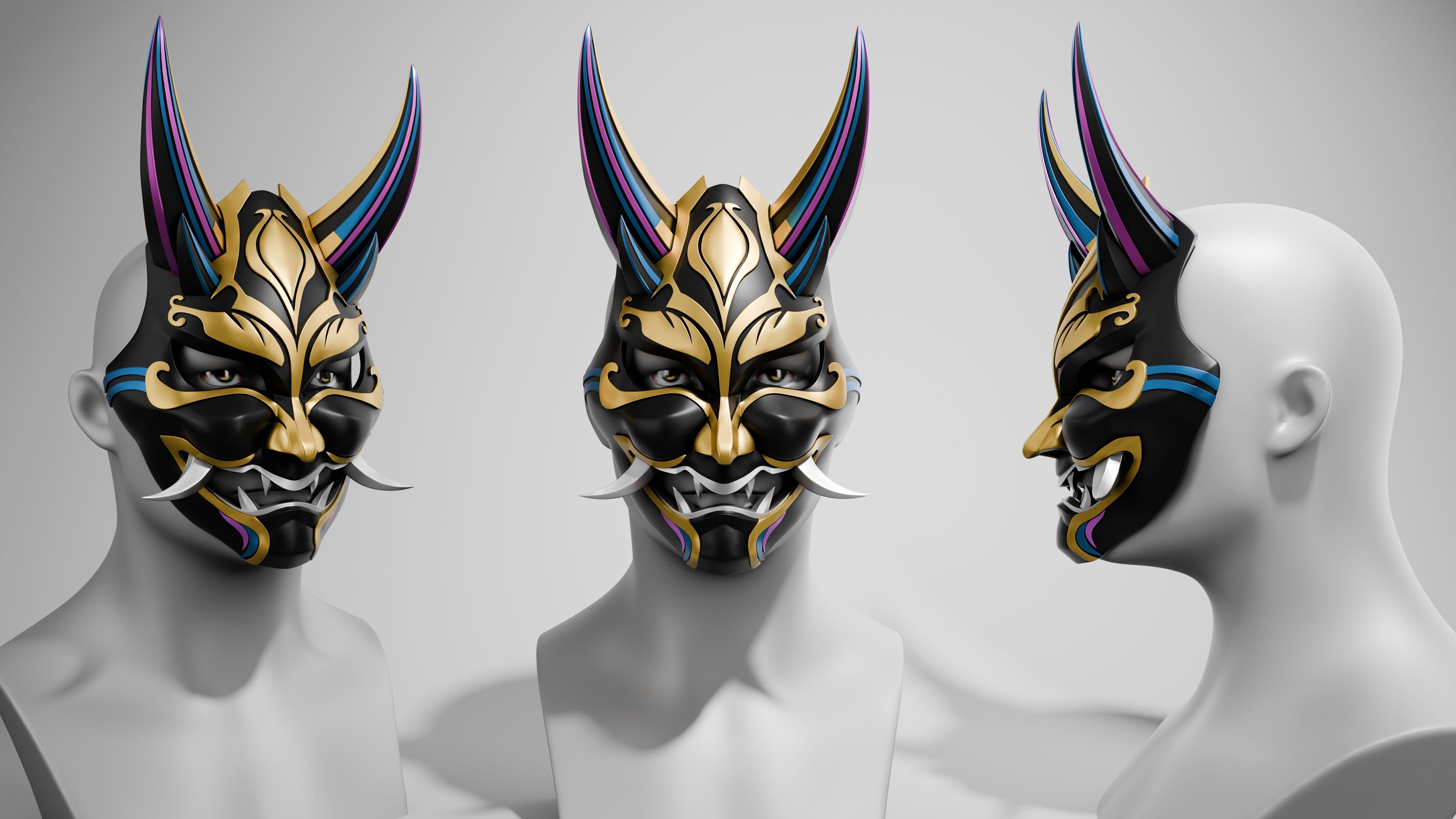 Xiao Mask Genshin Impact Cosplay Prop 3D print model_1