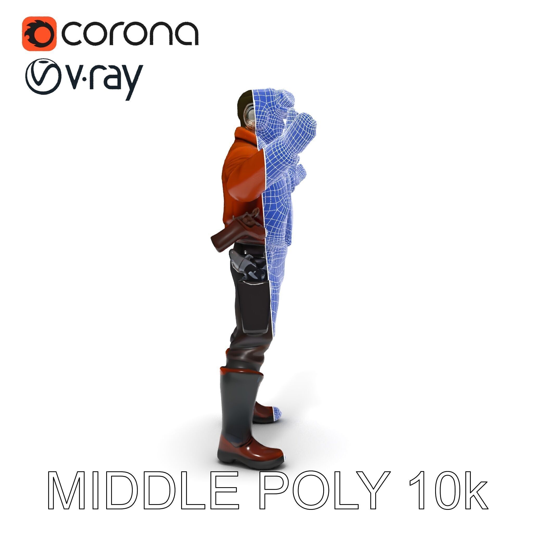 Aviator Adventurer D Character Rigged and Detailed Model Low-poly 3D model_33