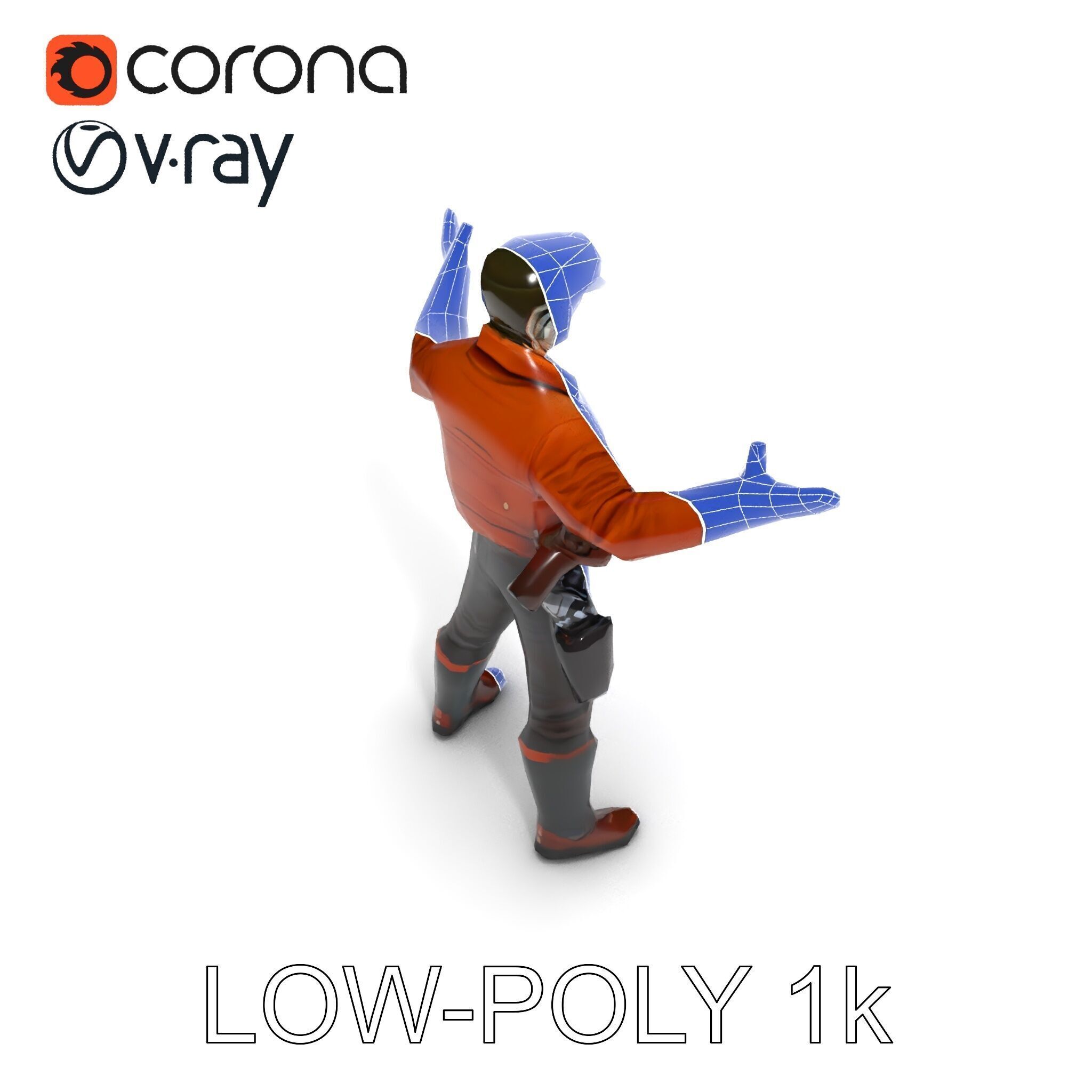 Aviator Adventurer D Character Rigged and Detailed Model Low-poly 3D model_31