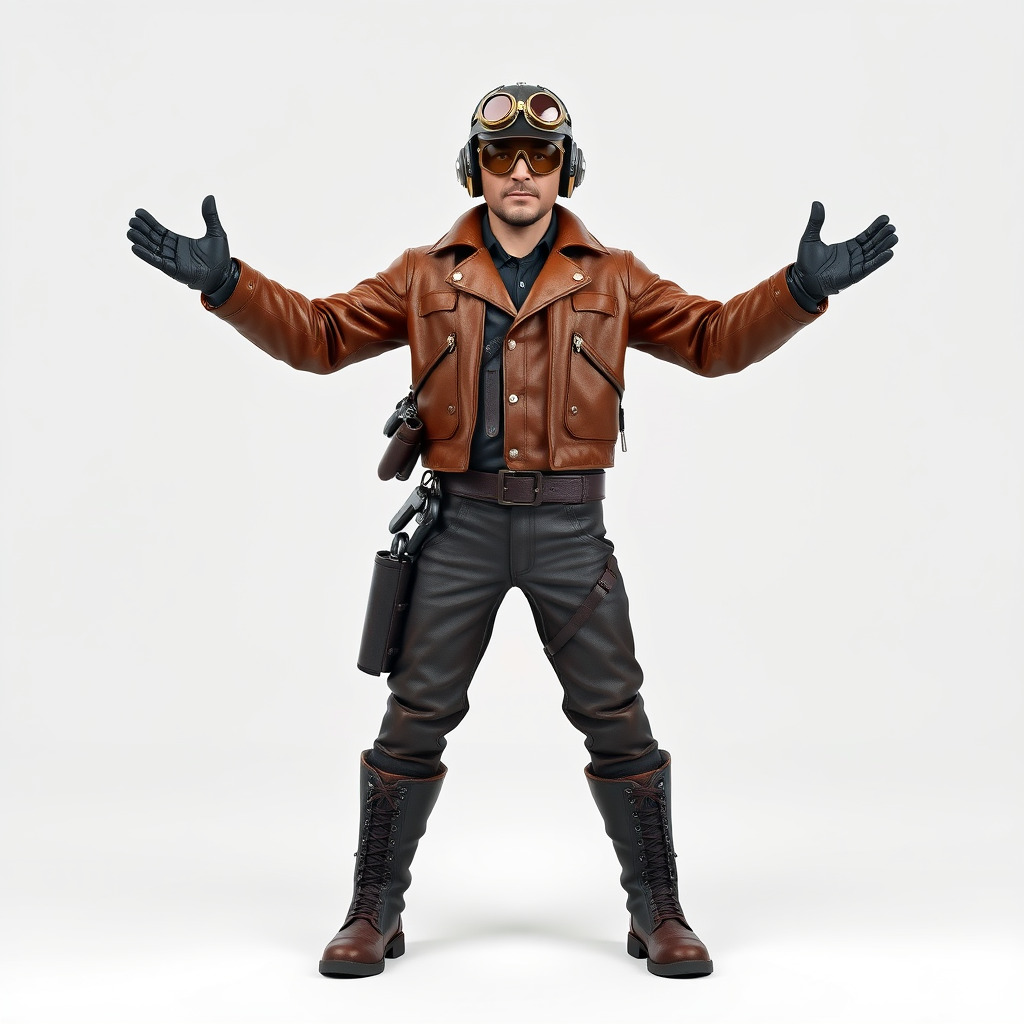 Aviator Adventurer D Character Rigged and Detailed Model Low-poly 3D model_4