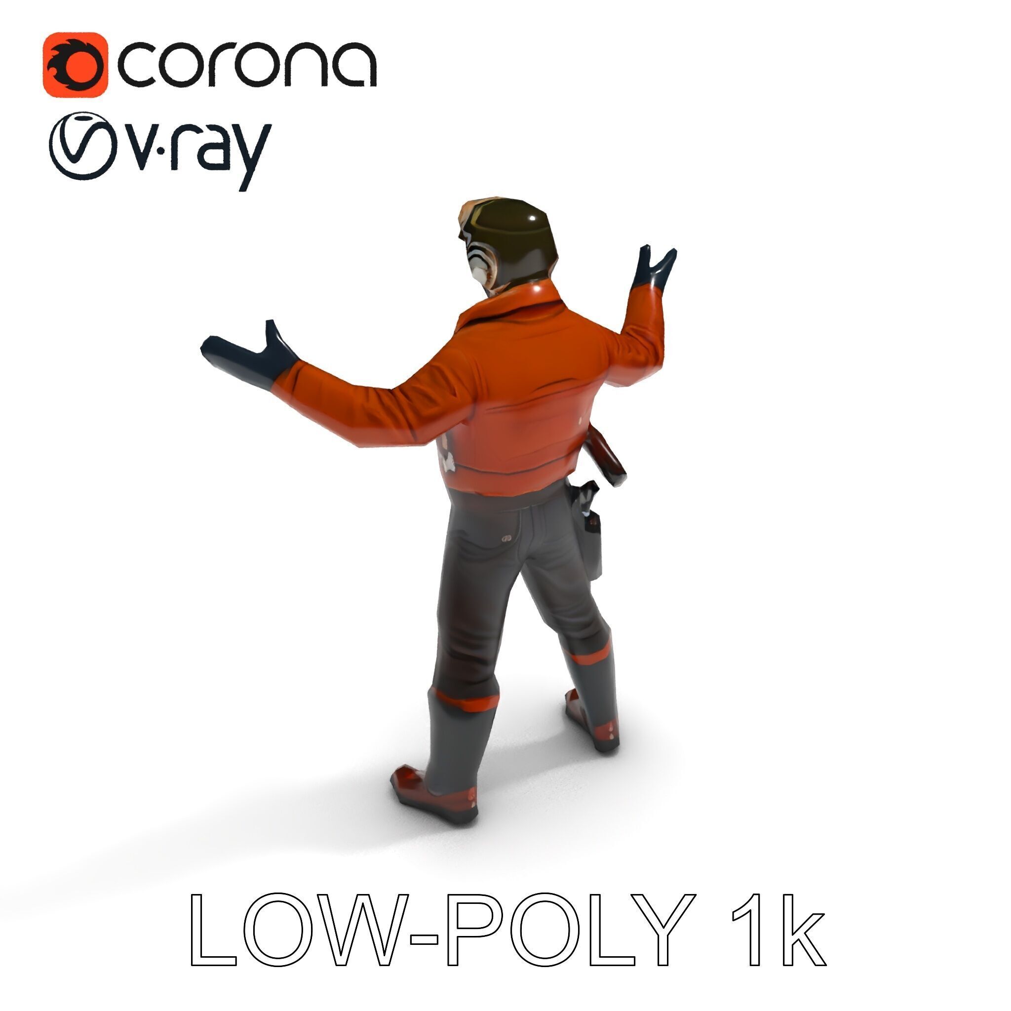 Aviator Adventurer D Character Rigged and Detailed Model Low-poly 3D model_12