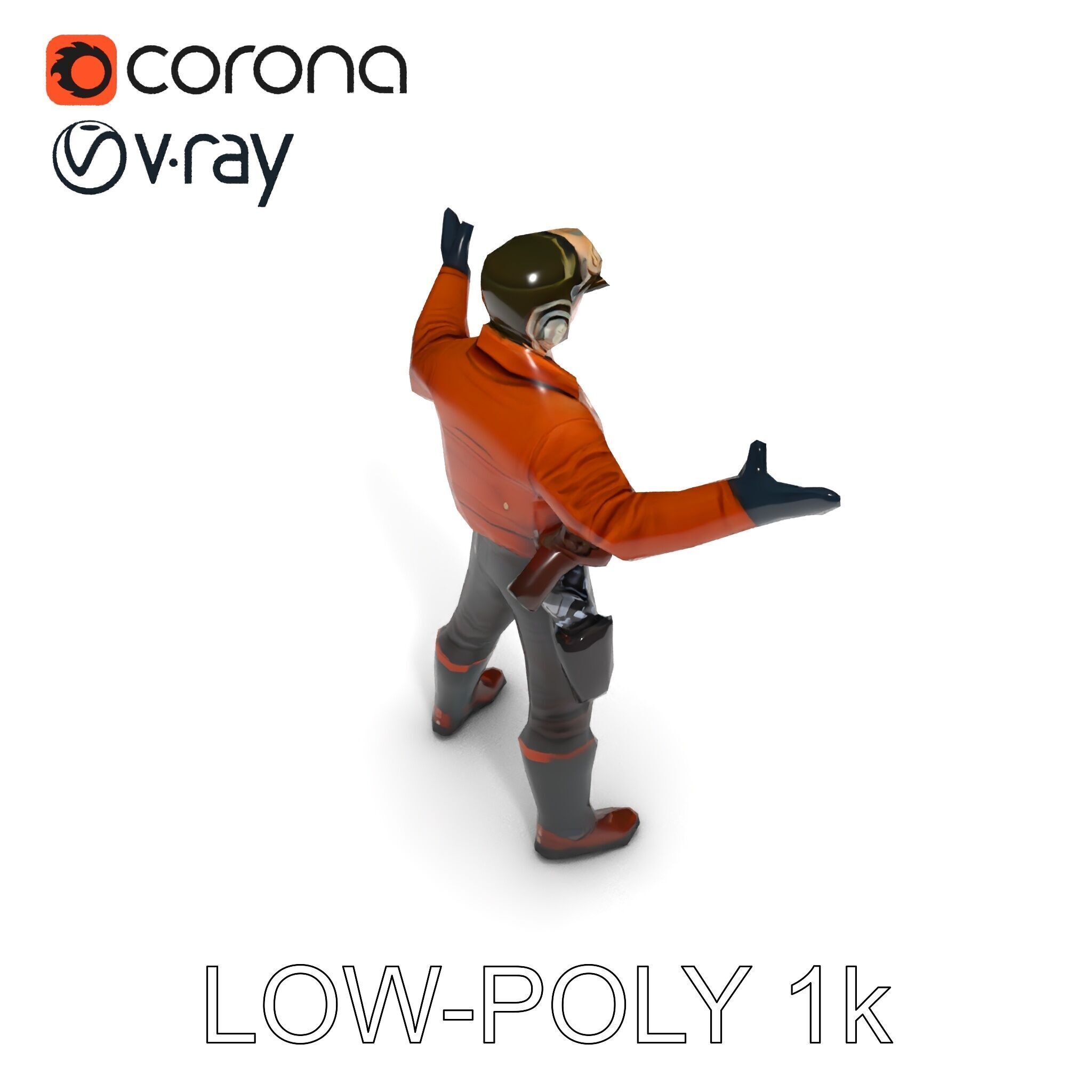 Aviator Adventurer D Character Rigged and Detailed Model Low-poly 3D model_23