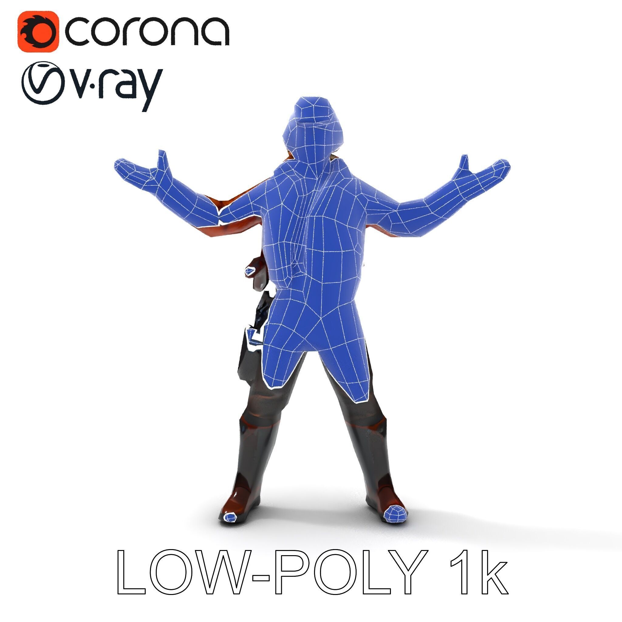 Aviator Adventurer D Character Rigged and Detailed Model Low-poly 3D model_7