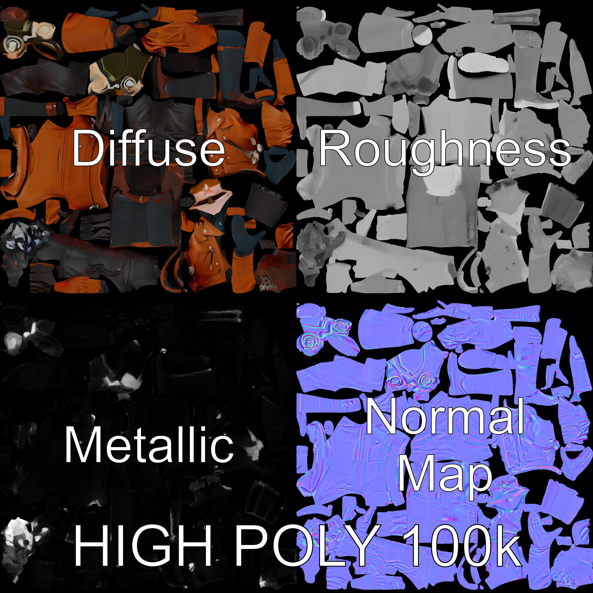 Aviator Adventurer D Character Rigged and Detailed Model Low-poly 3D model_2