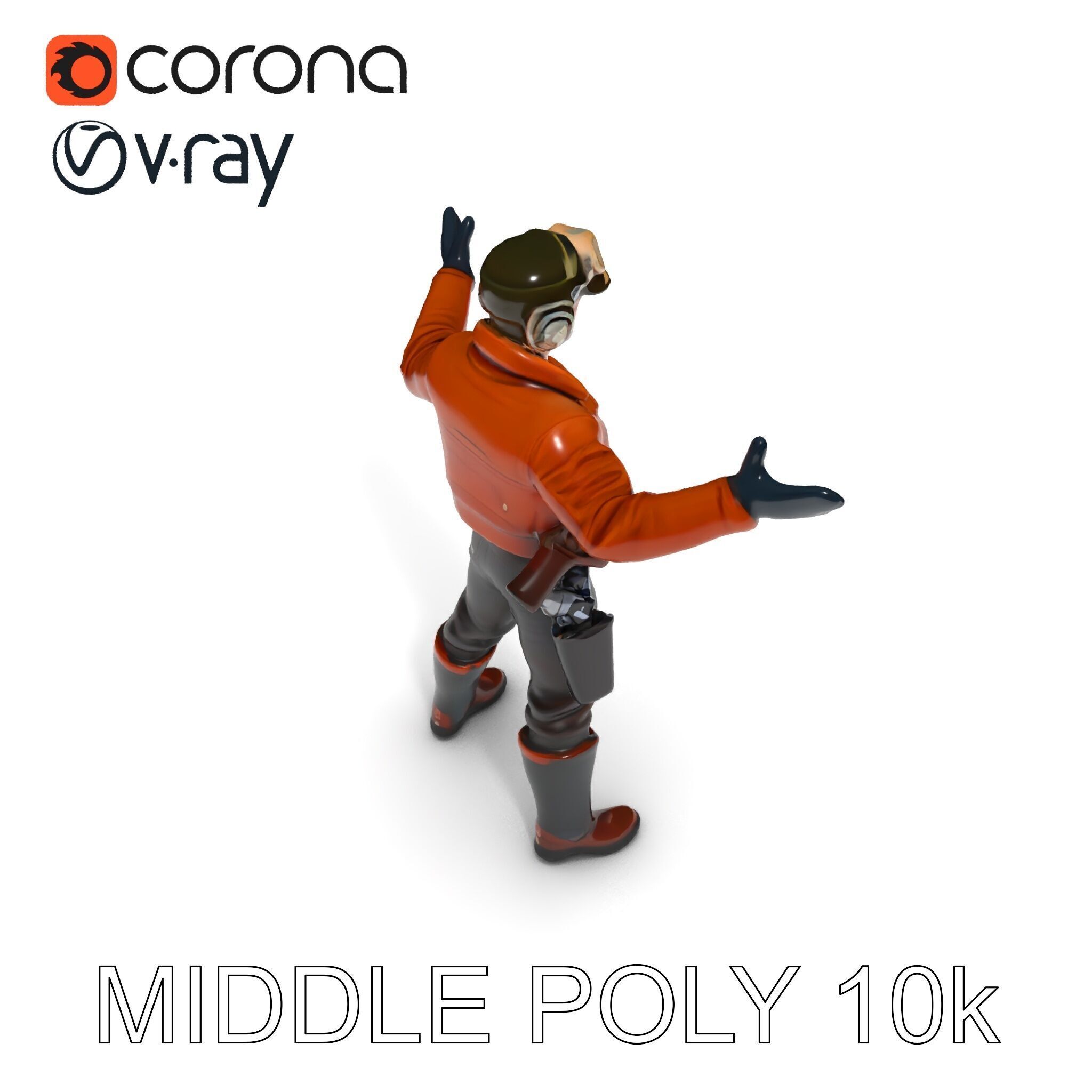 Aviator Adventurer D Character Rigged and Detailed Model Low-poly 3D model_22