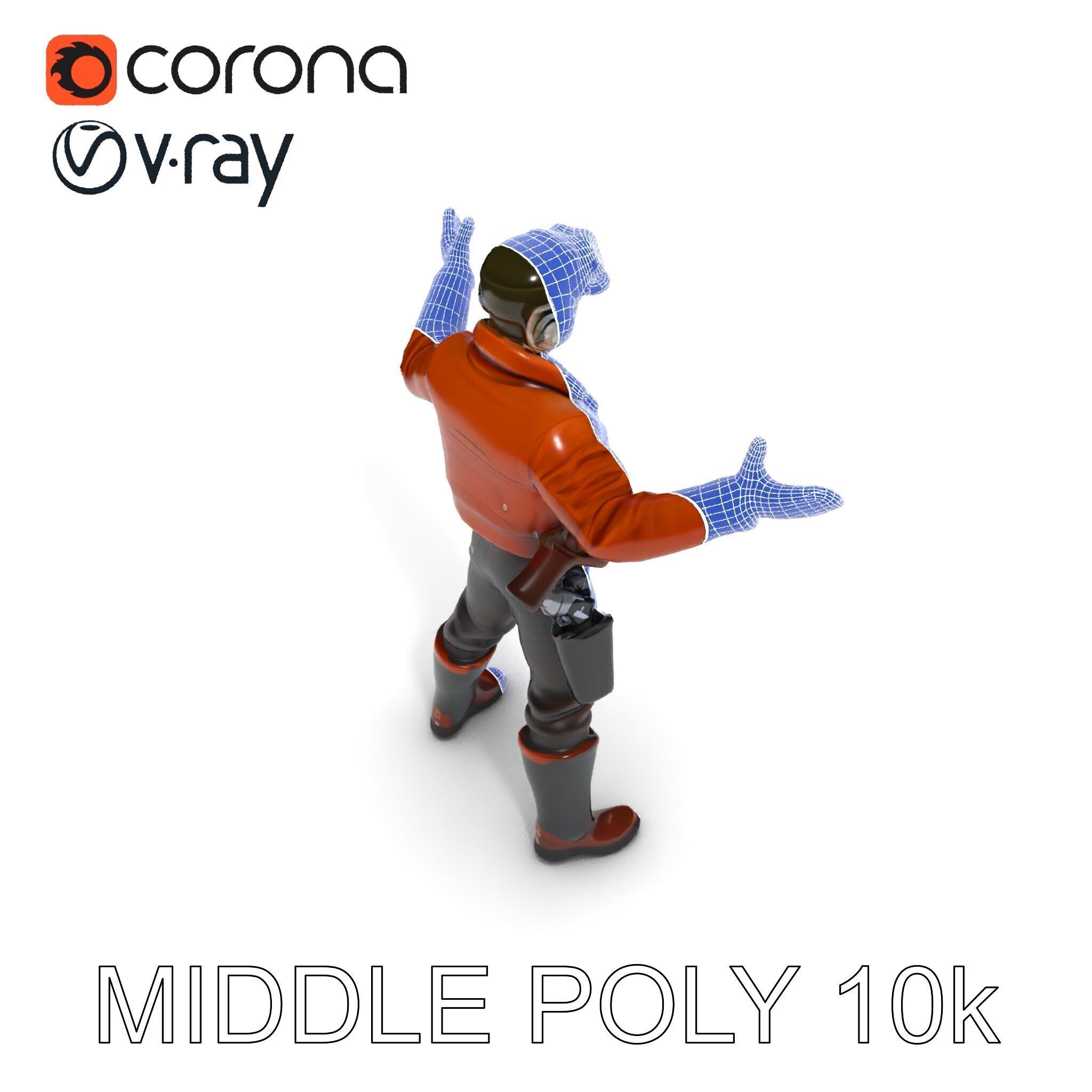 Aviator Adventurer D Character Rigged and Detailed Model Low-poly 3D model_6