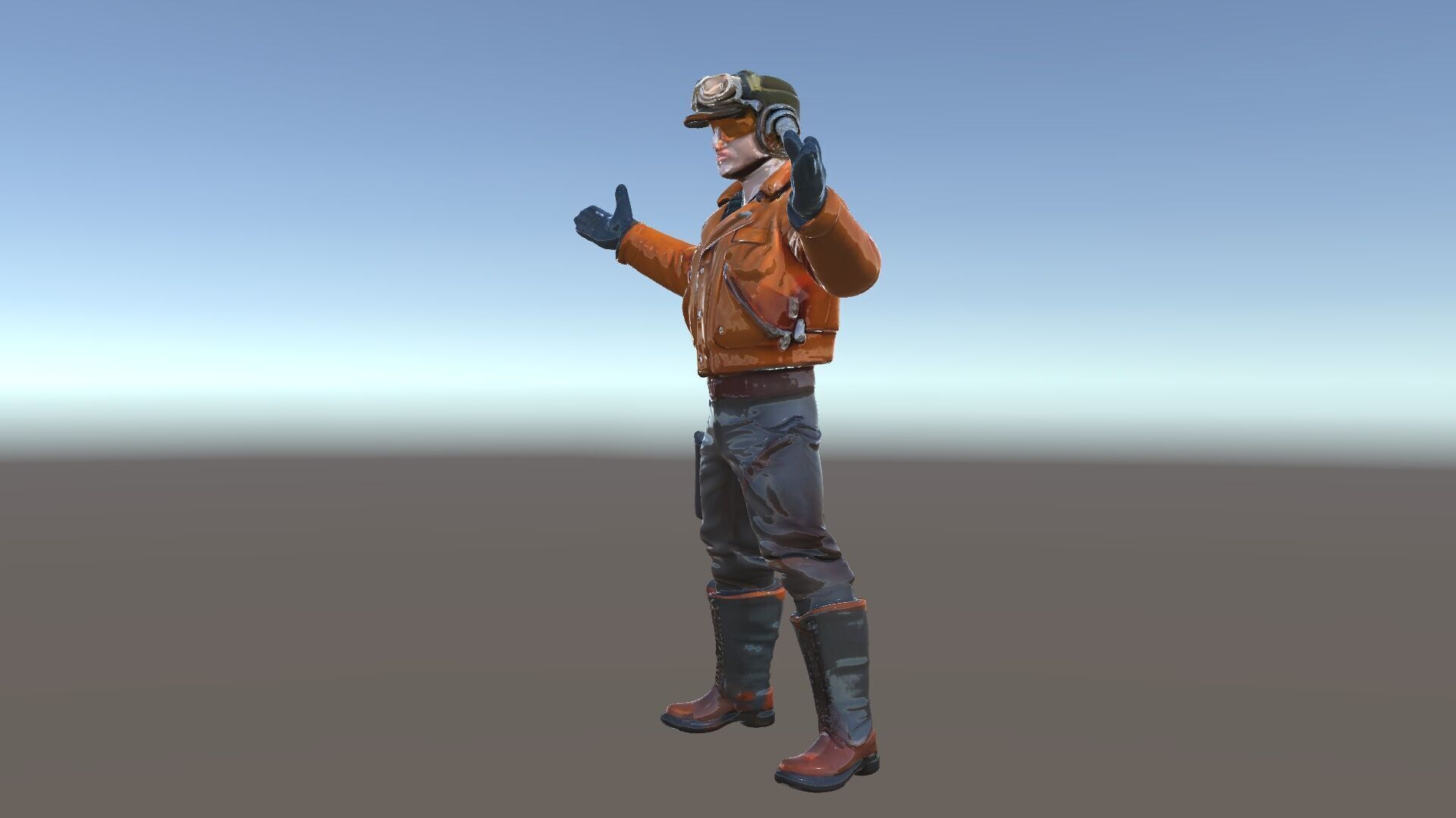Aviator Adventurer D Character Rigged and Detailed Model Low-poly 3D model_5