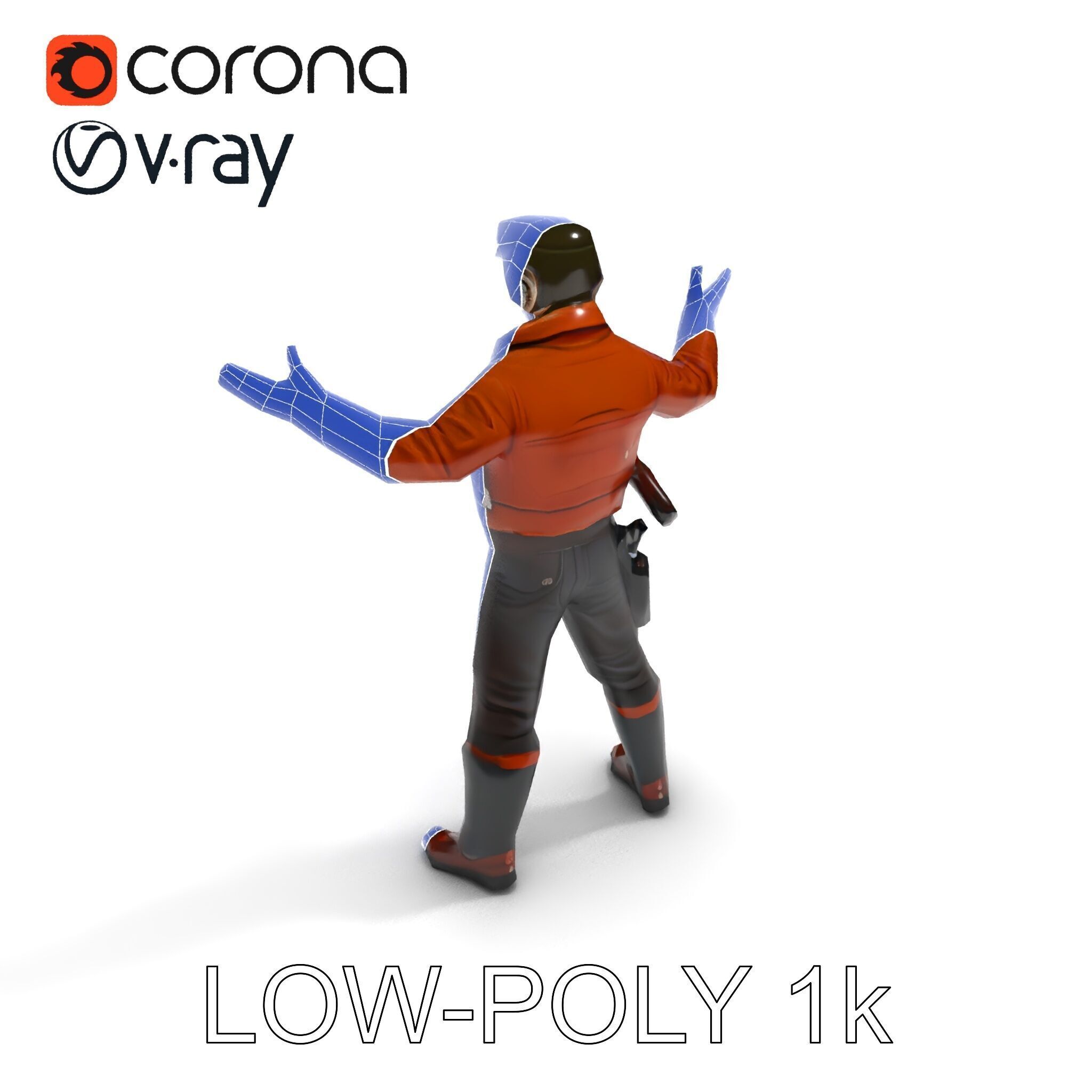 Aviator Adventurer D Character Rigged and Detailed Model Low-poly 3D model_29