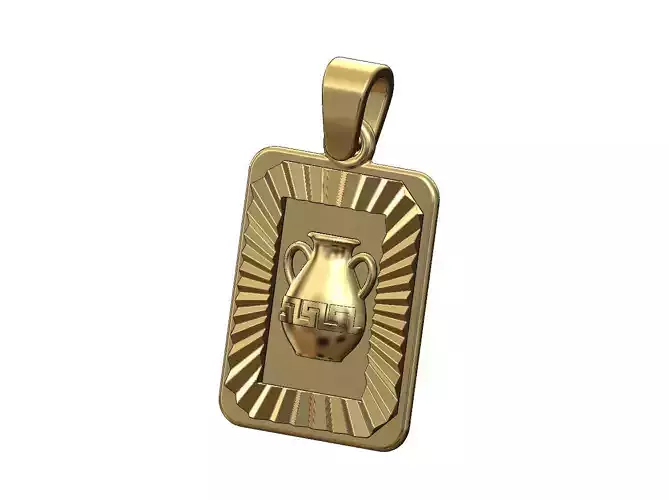 Roman urn faceted sunrays pendant charm