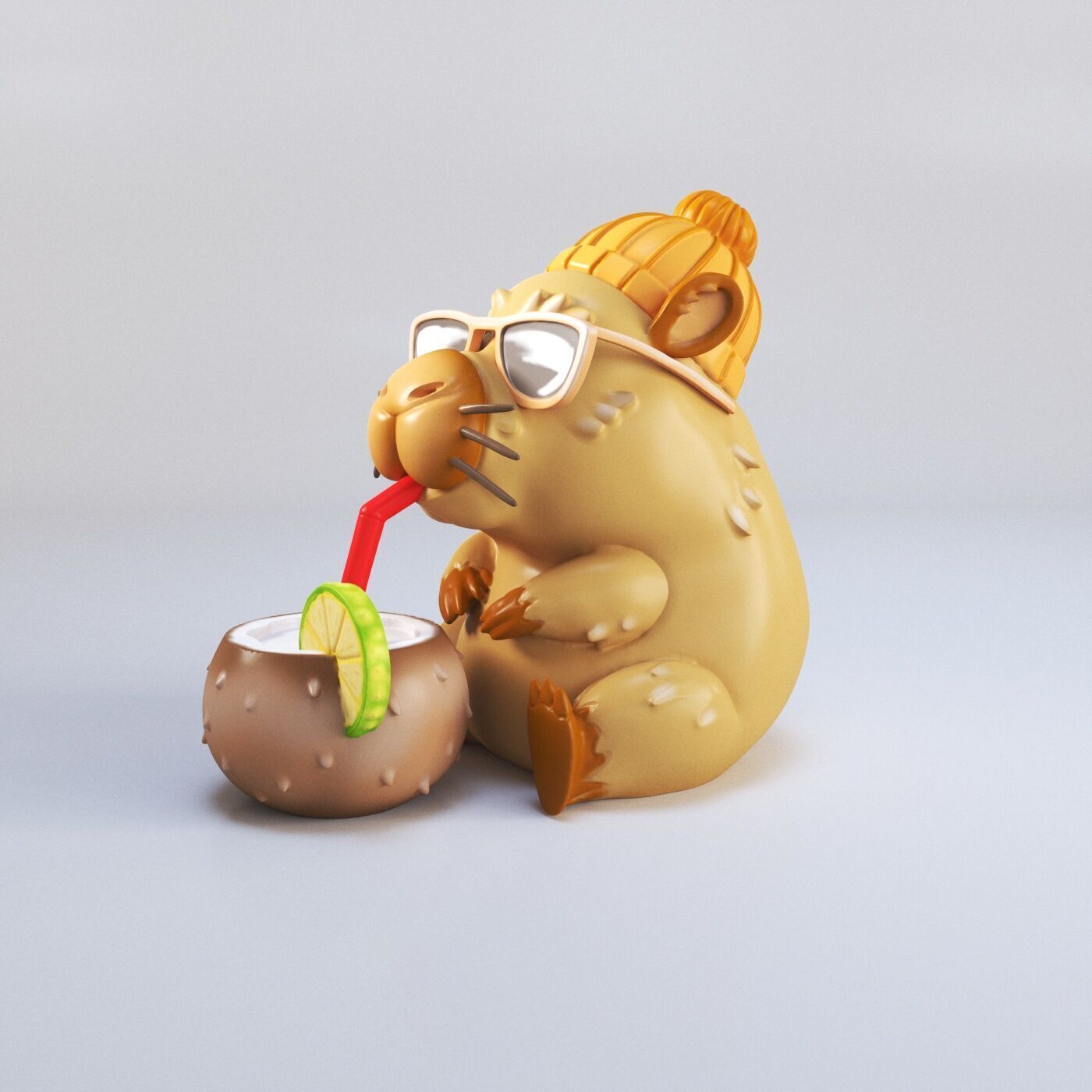Capibara coconut drink 3D print model_1