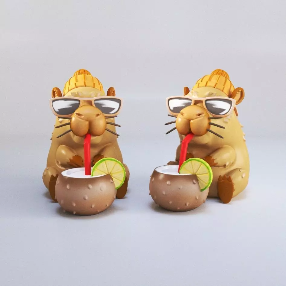 Capibara coconut drink 3D print model_0