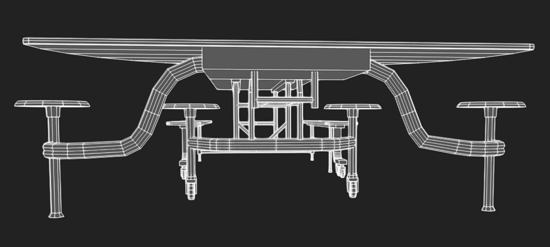 Cafeteria Benches Low-poly 3D model_7