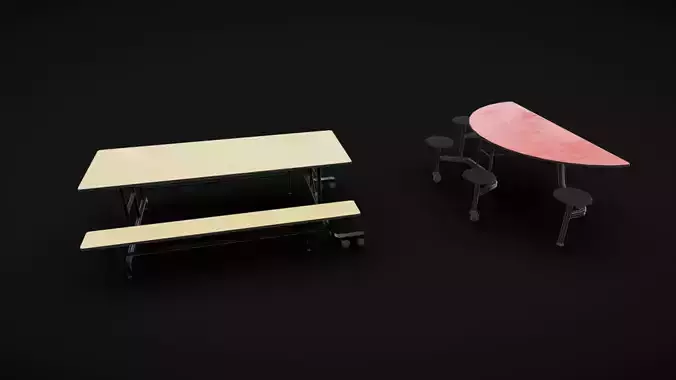 Cafeteria Benches Low-poly 3D model Cafeteria Benches Low-poly 3D model