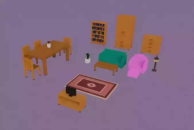 Voxel Furniture Bundle - 3D Model Collection