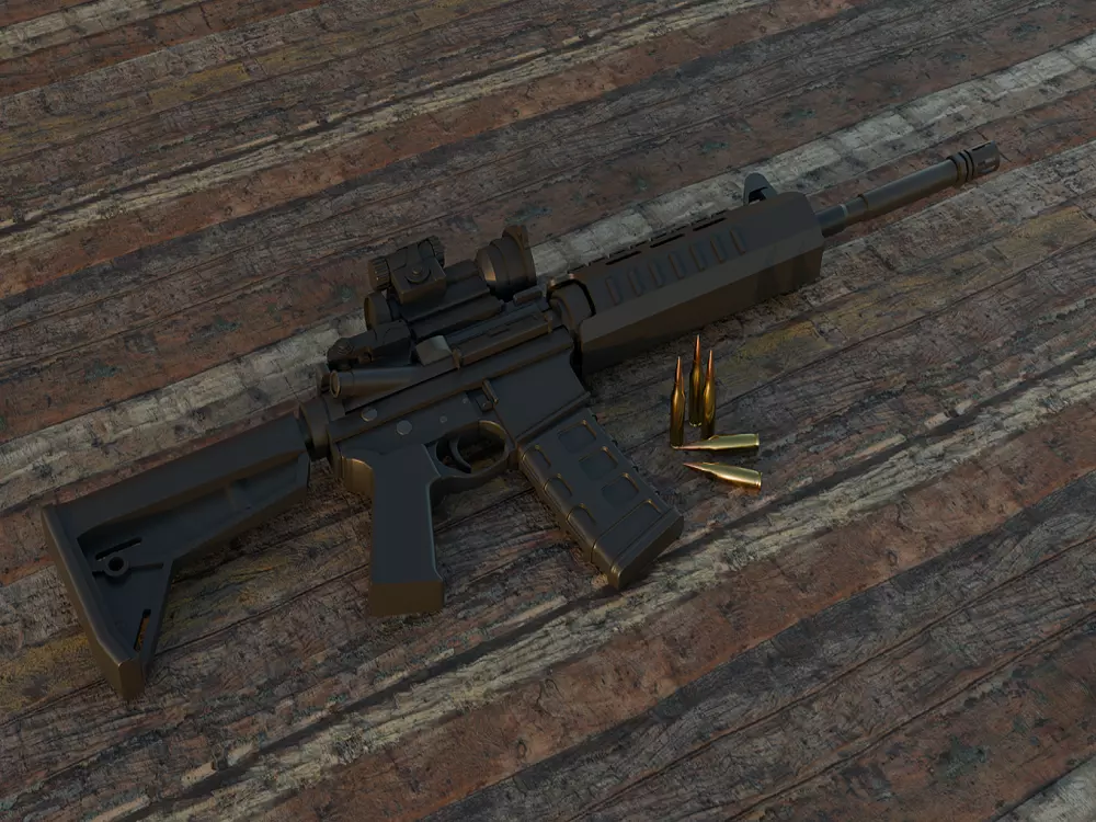 AR-15 gun model for games blender file Low-poly 3D model_0