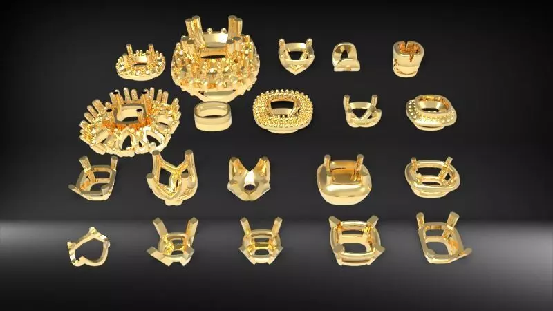 Various Cushion Heads Findings Earrings nose rings styles 3D print model