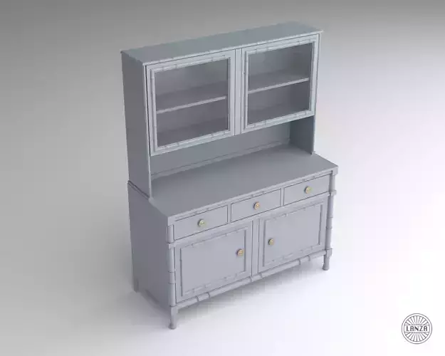 Faux Bamboo 2 Piece Hutch