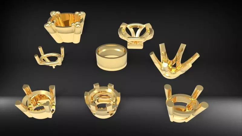 Various Oval Heads Findings Earrings nose rings styles 3D print model