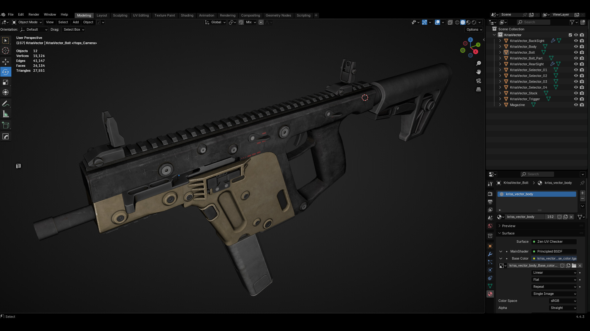Kriss Vector Lowpoly Low-poly 3D model_7